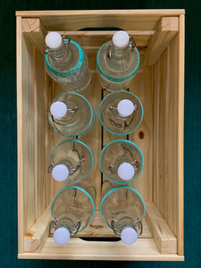 Refill with returned 8 x 32 oz. bottles and wooden crate = $50